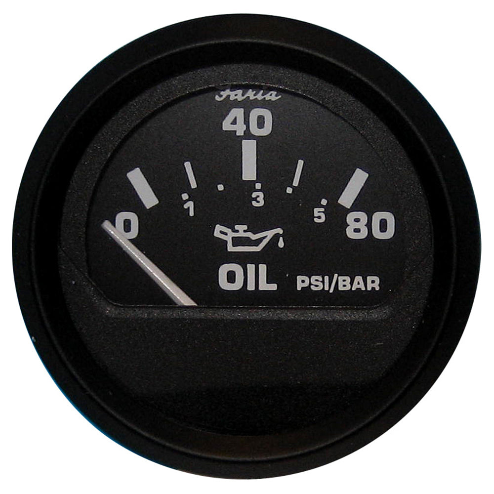 Faria Euro Black 2" Oil Pressure Gauge (80 PSI) [12803] - Premium Gauges from Faria Beede Instruments - Just $27.99! 