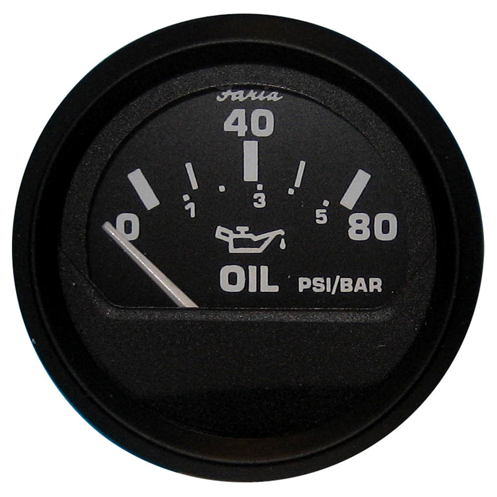 Faria Euro Black 2" Oil Pressure Gauge (80 PSI) [12803] - 1st Class Eligible, Boat Outfitting, Boat Outfitting | Gauges, Brand_Faria Beede Instruments, Marine Navigation & Instruments, Marine Navigation & Instruments | Gauges - Faria Beede Instruments - Gauges