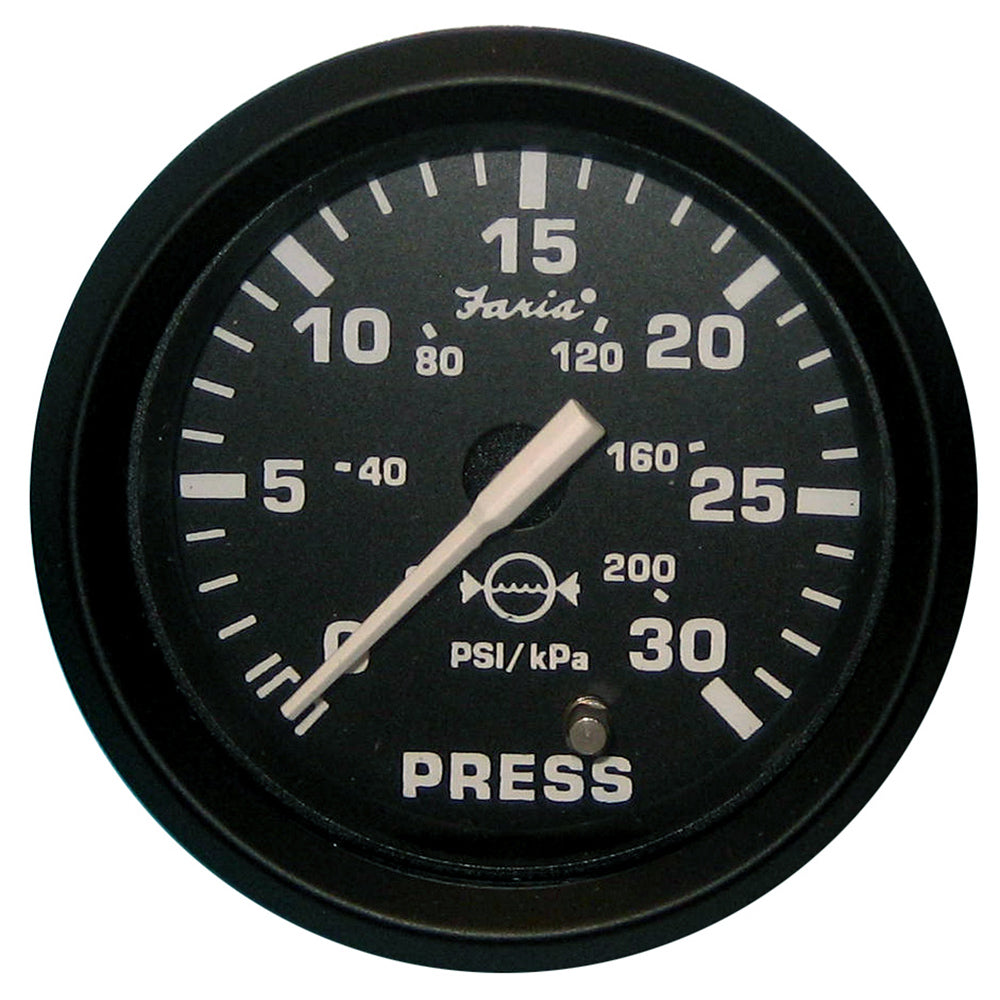 Faria Euro Black 2" Water Pressure Gauge (30 PSI) [12810] - Premium Gauges from Faria Beede Instruments - Just $66.99! 