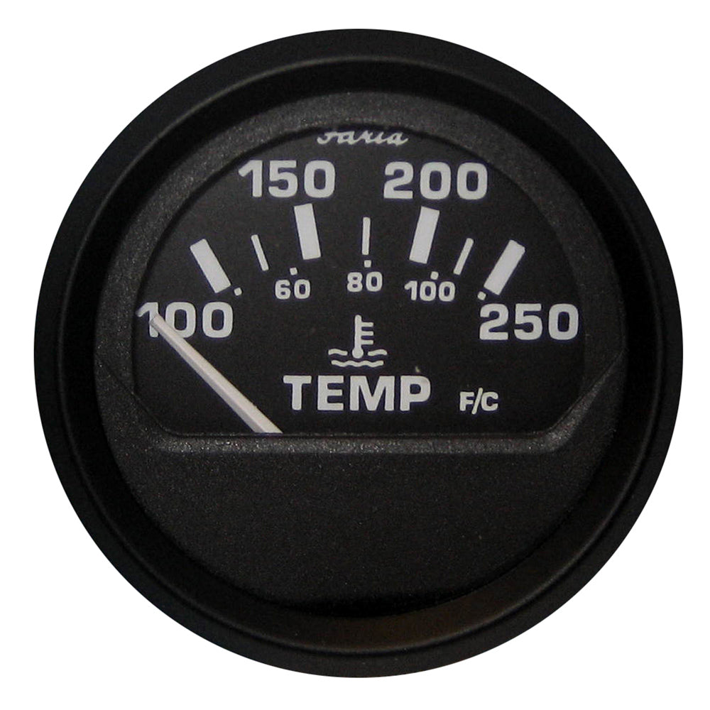 Faria Euro Black 2" Water Temperature Gauge (100-250 DegreeF) [12812] - Premium Gauges from Faria Beede Instruments - Just $26.99! 