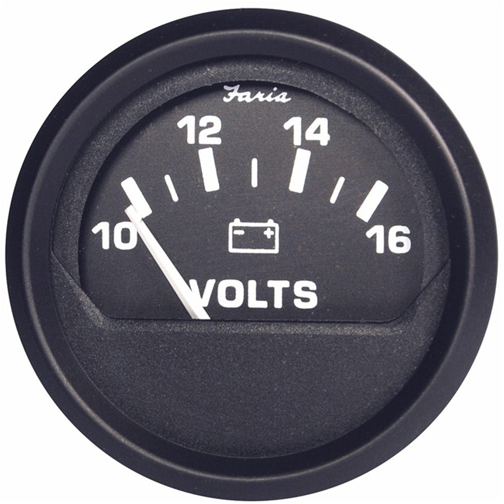 Faria Euro Black 2" Voltmeter (10-16 V) [12821] - Premium Gauges from Faria Beede Instruments - Just $27.99! 