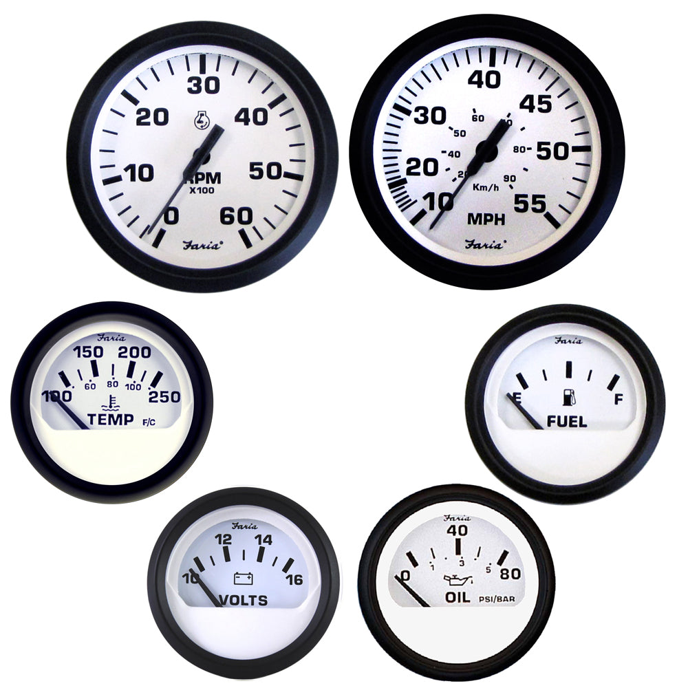 Faria Euro White Boxed Set - Inboard Motors [KT9798] - Premium Gauges from Faria Beede Instruments - Just $241.99! 