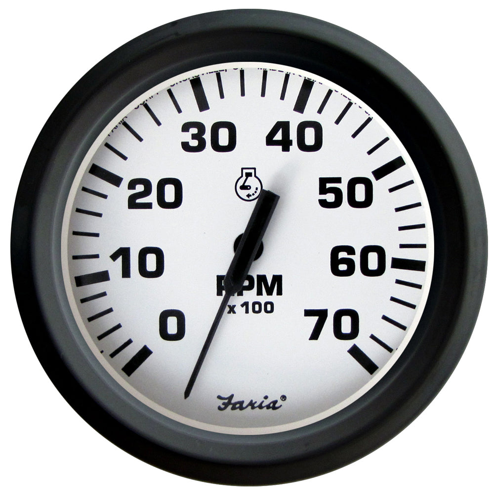 Faria Euro White 4" Tachometer 7000 RPM (Gas) (Outboards) [32905] - Premium Gauges from Faria Beede Instruments - Just $79.99! 