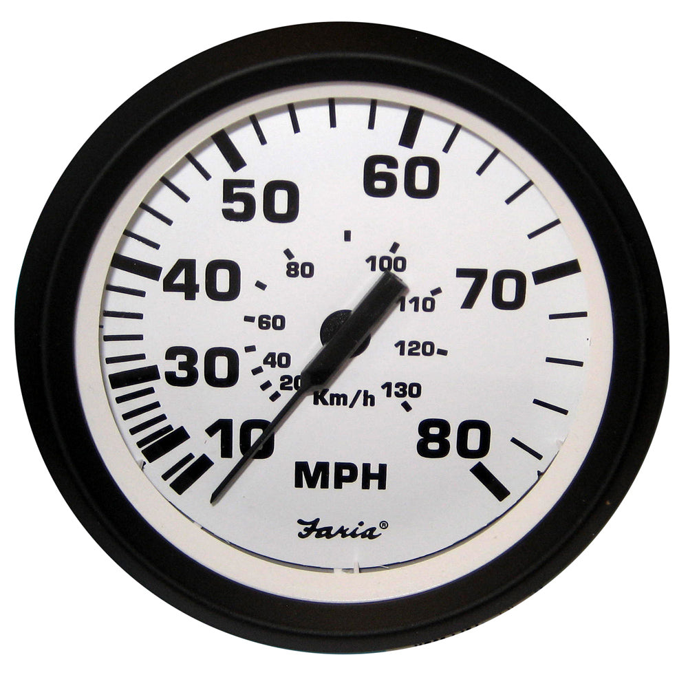 Faria Euro White 4" Speedometer - 80MPH (Pitot) [32910] - Premium Gauges from Faria Beede Instruments - Just $60.99! 