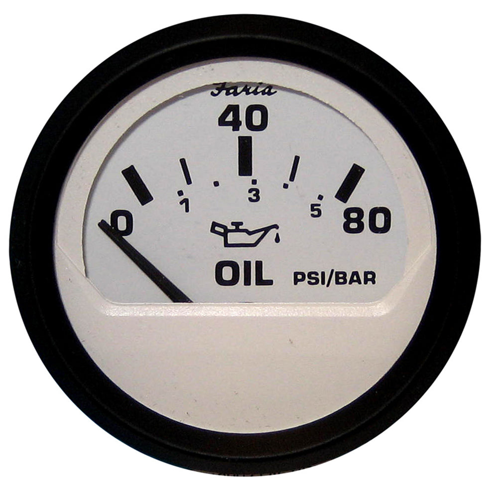 Faria Euro White 2" Oil Pressure Gauge (80 PSI) [12902] - Premium Gauges from Faria Beede Instruments - Just $27.99! 