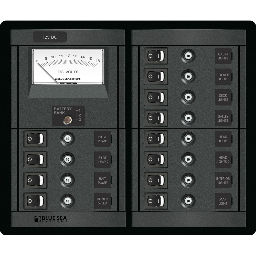 Blue Sea 1464 12 Position Switch CLB + Meter Square [1464] - Premium Electrical Panels from Blue Sea Systems - Just $373.99! 