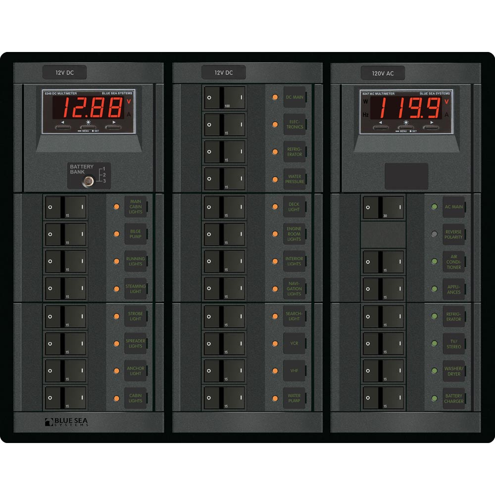 Blue Sea 1218 12V DC Main + 19 Positions / 120V AC Main + 6 Positions [1218] - Premium Electrical Panels from Blue Sea Systems - Just $1648.99! Shop now at Boat Gear Depot