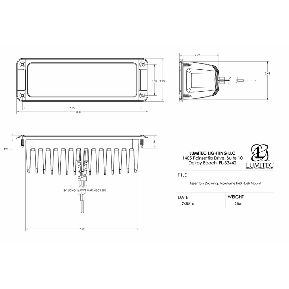 Lumitec Maxillumeh60 - Flush Mount Flood Light - White Housing - White Dimming [101336] - Premium Flood/Spreader Lights from Lumitec - Just $416.99! 