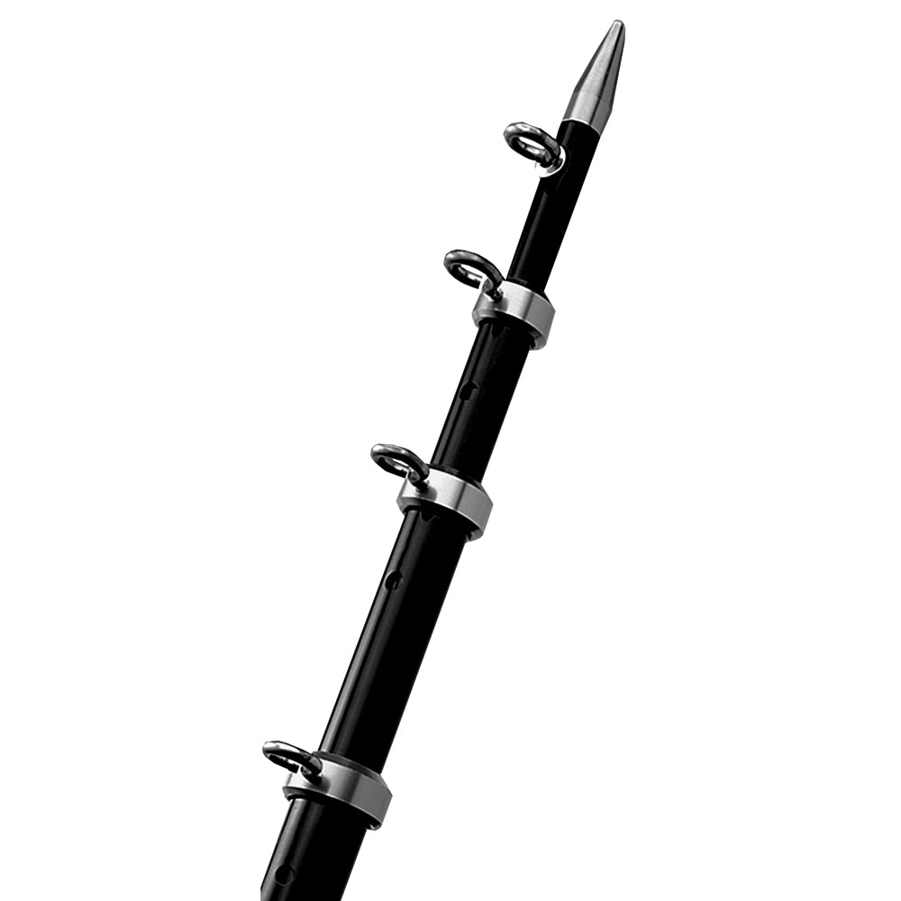 TACO 12' Black/Silver Center Rigger Pole - 1-1/8" Diameter [OC-0432BKA116] - Premium Outriggers from TACO Marine - Just $310.99! Shop now at Boat Gear Depot