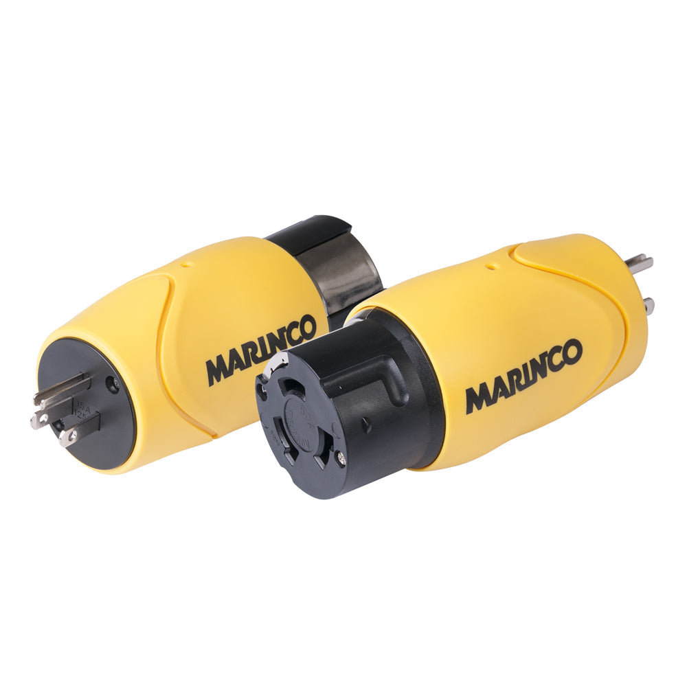 Marinco Straight Adapter - 15A Male Straight Blade to 50A 125/250V Female Locking [S15-504] - Premium Shore Power from Marinco - Just $50.99! 