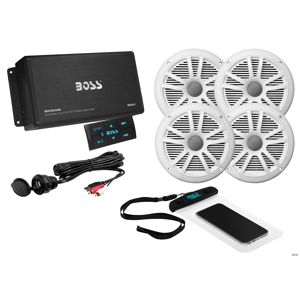 Boss Audio ASK904B.64 4 Channel Amplifier  2 Pairs of 6.5" Speaker Kit - White [ASK904B.64] - Premium Stereos from Boss Audio - Just $204.99! 