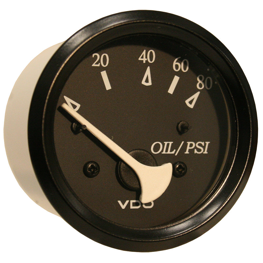 VDO Cockpit Marine Oil Pressure Gauge - 80 PSI - Black Dial/Bezel [350-11800] - Premium Gauges from VDO - Just $20.99! 