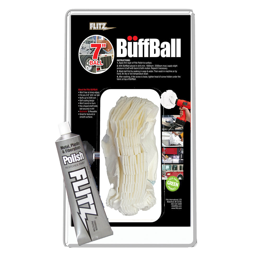 Flitz Buff Ball - Extra Large 7" - White w/1.76oz Tube Flitz Polish [WB 201-50] - Premium Cleaning from Flitz - Just $37.95! 