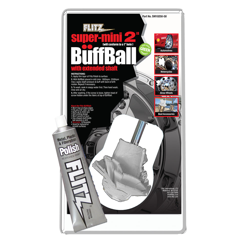 Flitz Buff Ball - Super Mini 2" - White w/1.76oz Tube Flitz Polish [SM 10250-50] - Premium Cleaning from Flitz - Just $34.95! 