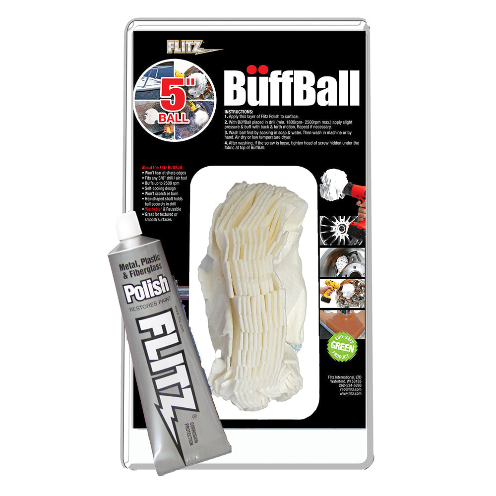 Flitz Buff Ball - Large 5" - White w/1.76oz Tube Flitz Polish [PB 101-50] - Premium Cleaning from Flitz - Just $34.95! 