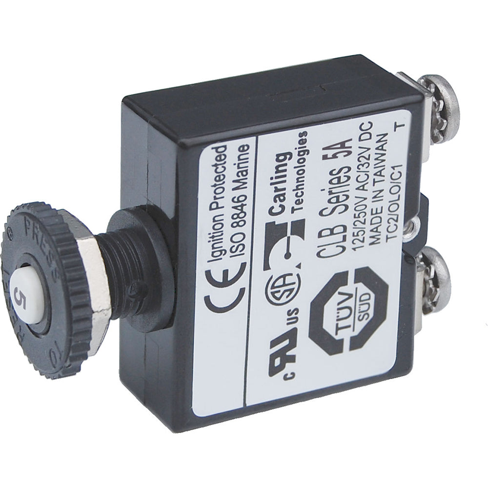 Blue Sea Push Button Reset Only Screw Terminal Circuit Breaker - 5 Amps [2130] - Premium Circuit Breakers from Blue Sea Systems - Just $5.99! 