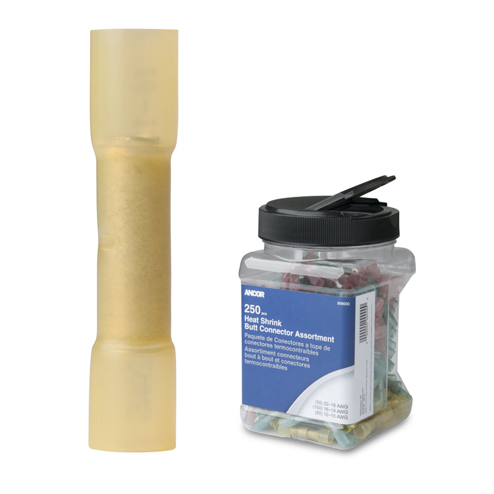 Ancor 12-10 AWG Heat Shrink Butt Connector - 200-Pieces - Jar [309201] - Premium Terminals from Ancor - Just $99.99! 