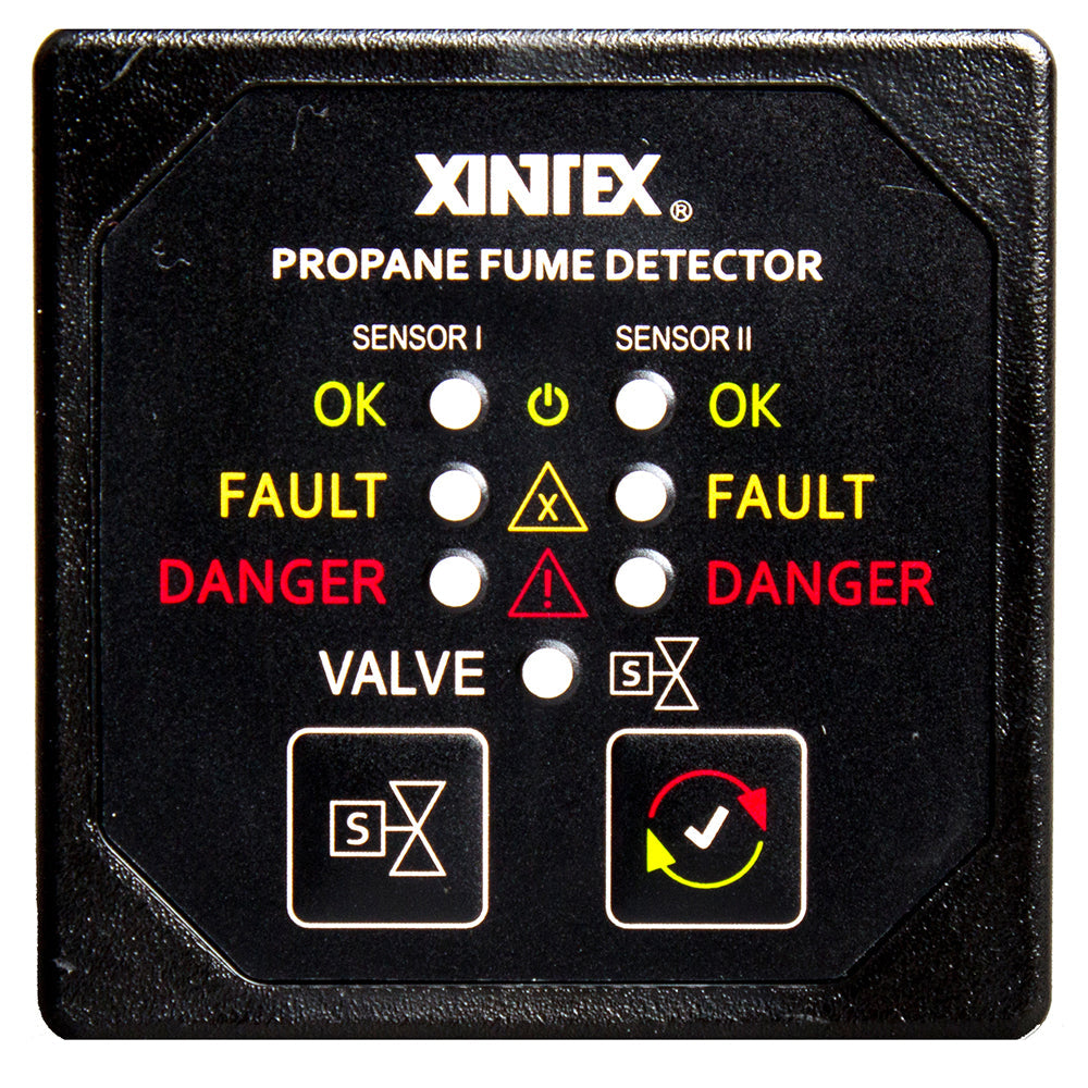 Fireboy-Xintex Propane Fume Detector  Alarm w/2 Plastic Sensors  Solenoid Valve - Square Black Bezel Display [P-2BS-R] - Brand_Fireboy-Xintex, Marine Safety, Marine Safety | Fume Detectors - Fireboy-Xintex - Fume Detectors