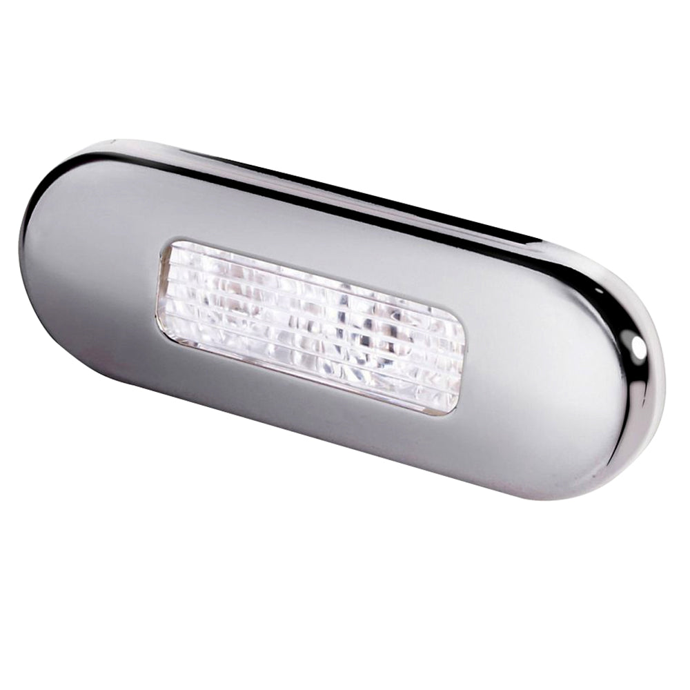 Hella Marine Surface Mount Oblong LED Courtesy Lamp - White LED - Stainless Steel Bezel [980869301] - 1st Class Eligible, Brand_Hella Marine, Lighting, Lighting | Interior / Courtesy Light - Hella Marine - Interior / Courtesy Light