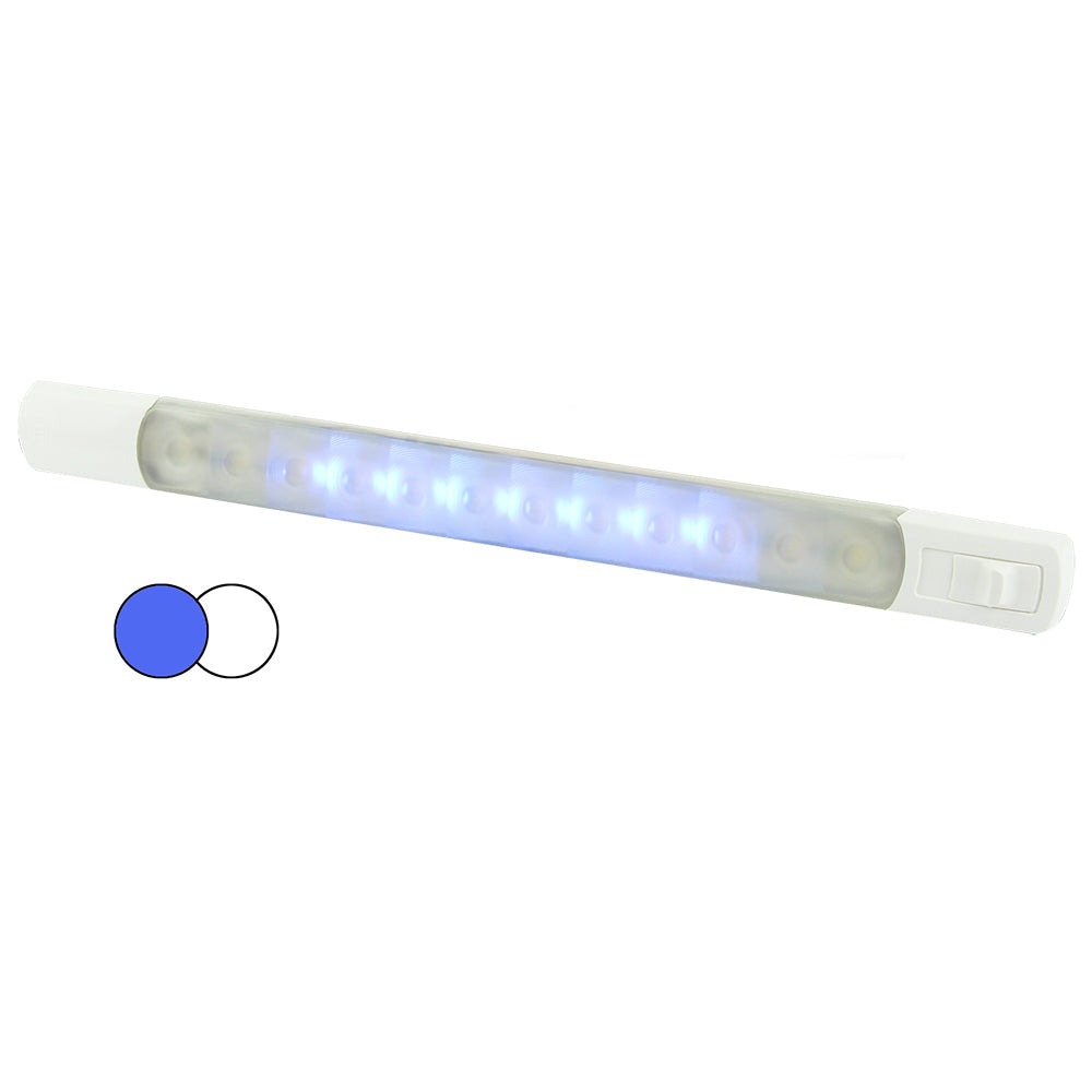 Hella Marine Surface Strip Light w/Switch - White/Blue LEDs - 12V [958121011] - 1st Class Eligible, Brand_Hella Marine, Lighting, Lighting | Interior / Courtesy Light - Hella Marine - Interior / Courtesy Light