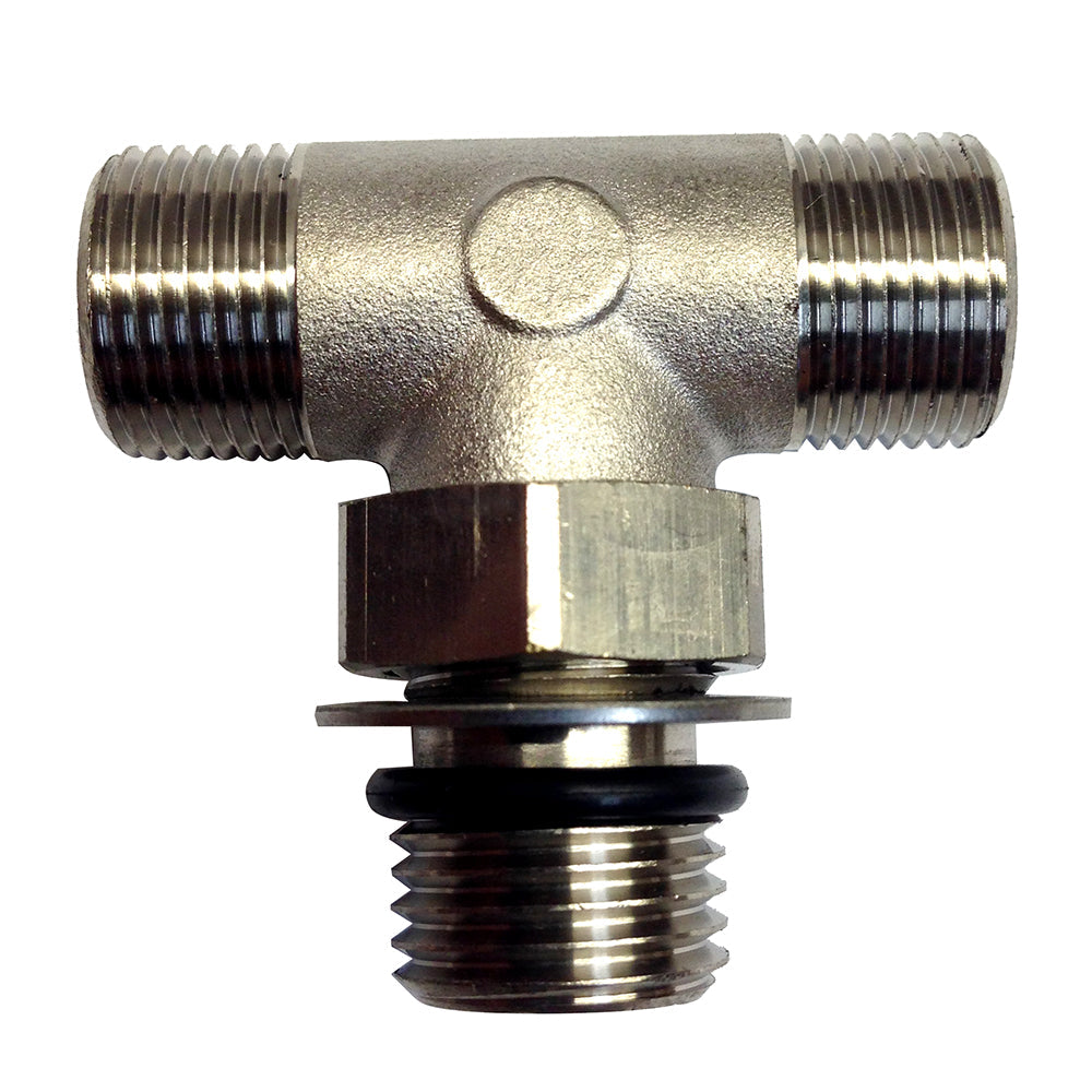 Uflex Boss Style T-Fitting - Nickel - ORB 6 to 3/8" COMP [71955T] - Premium Steering Systems from Uflex USA - Just $17.99! 