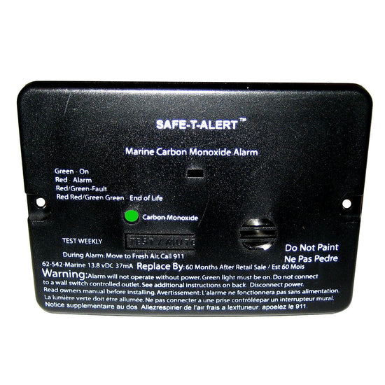Safe-T-Alert 62 Series Carbon Monoxide Alarm - 12V - 62-542-Marine - Flush Mount - Black [62-542-MARINE-BLK] - 1st Class Eligible, Brand_Safe-T-Alert, Marine Safety, Marine Safety | Fume Detectors - Safe-T-Alert - Fume Detectors