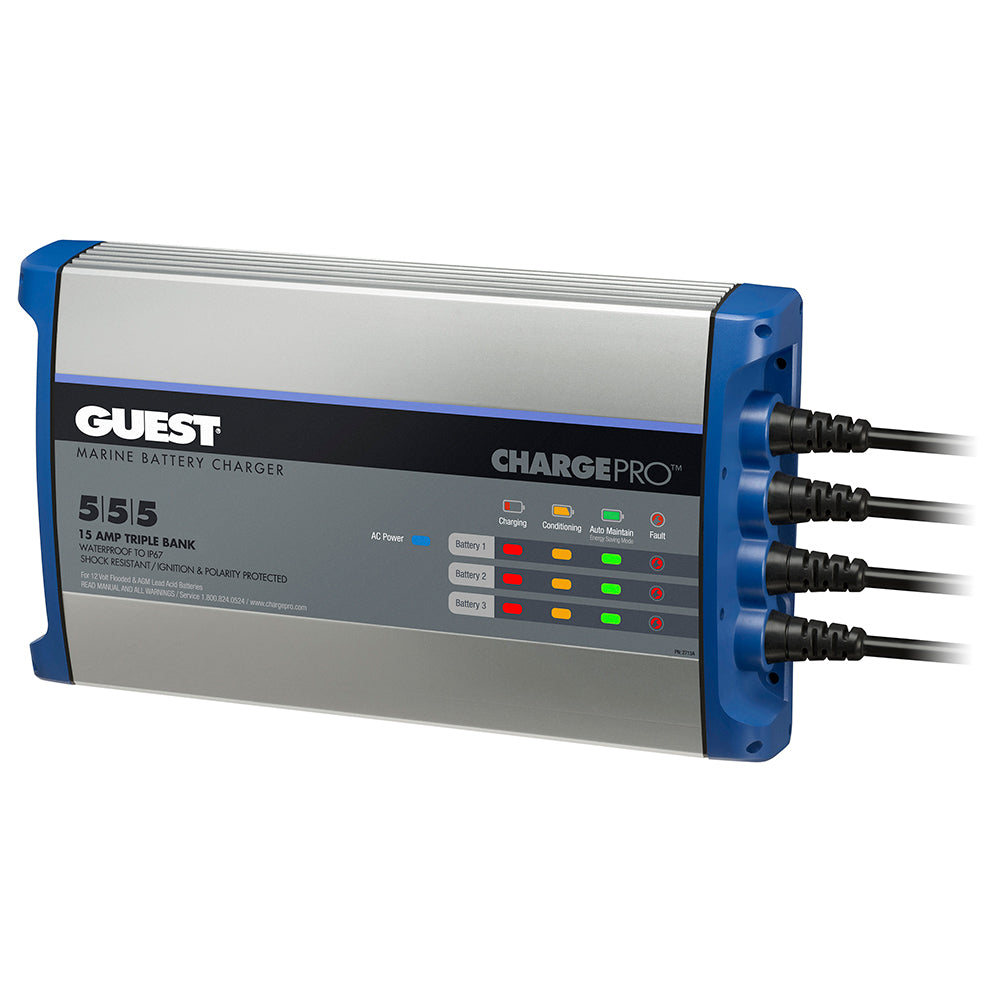 Guest On-Board Battery Charger 15A / 12V - 3 Bank - 120V Input [2713A] - Premium Battery Chargers from Guest - Just $170.99! 