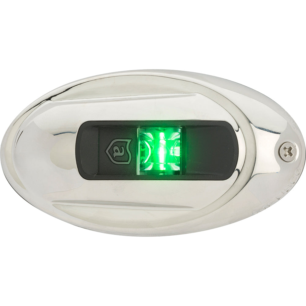 Attwood LightArmor Vertical Surface Mount Navigation Light - Oval - Starboard (green) - Stainless Steel - 2NM [NV4012SSG-7] - Premium Navigation Lights from Attwood Marine - Just $41.99! 