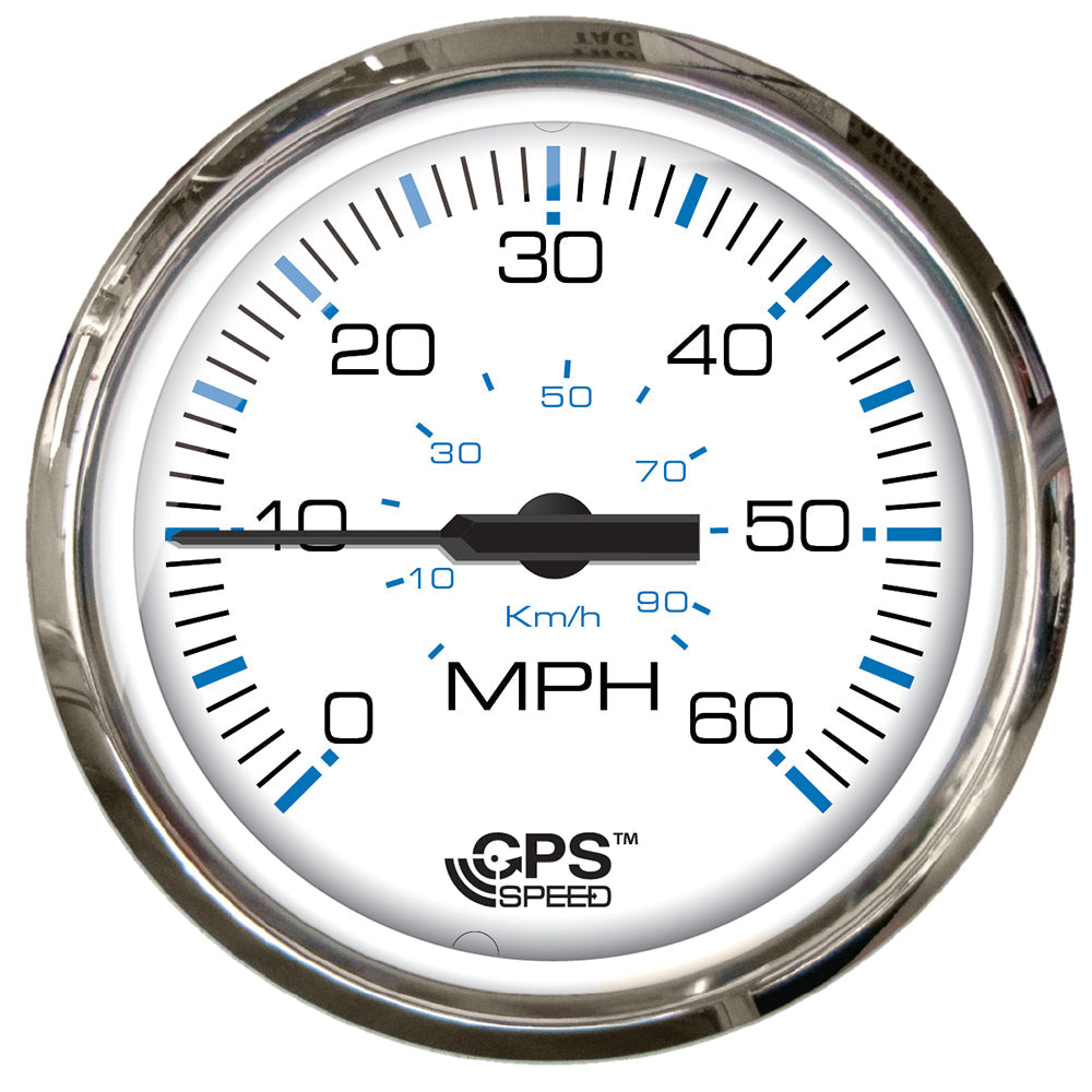 Faria Chesapeake White SS 4" Studded Speedometer - 60MPH (GPS) [33839] - Premium Gauges from Faria Beede Instruments - Just $133.99! 