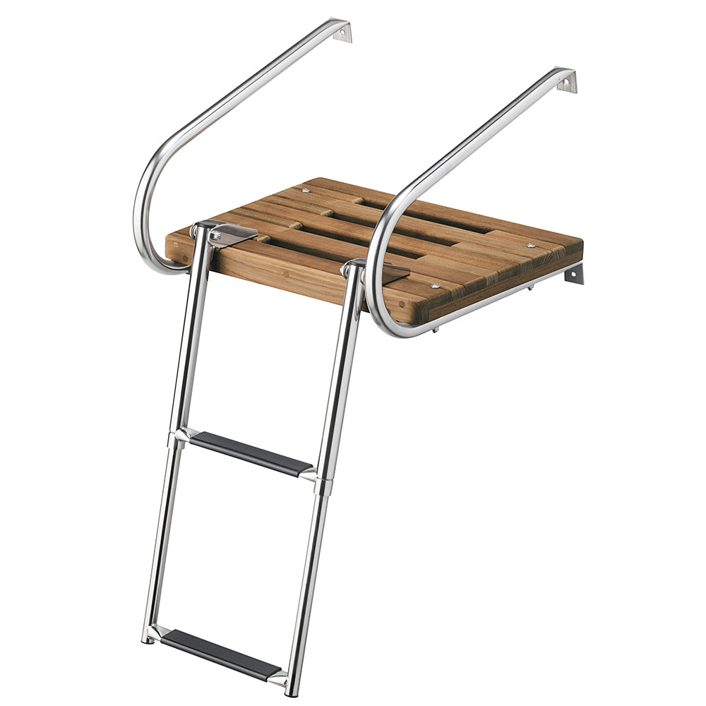 Whitecap Teak Swim Platform w/2-Step Telescoping Ladder f/Boats w/Inboard/Outboard Motors [68904] - Premium Swim Platforms from Whitecap - Just $264.99! 