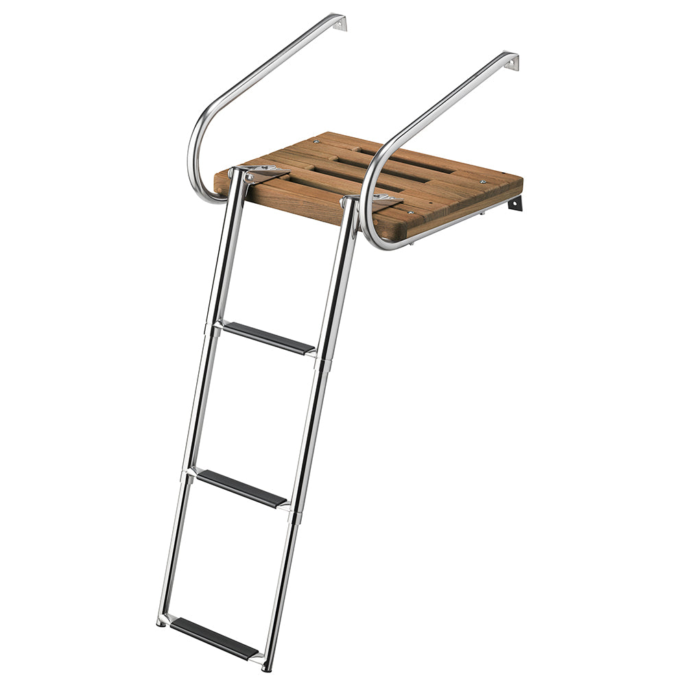 Whitecap Teak Swim Platform w/3-Step Telescoping Ladder f/Boats w/Inboard/Outboard Motors [68906] - Premium Swim Platforms from Whitecap - Just $288.99! 