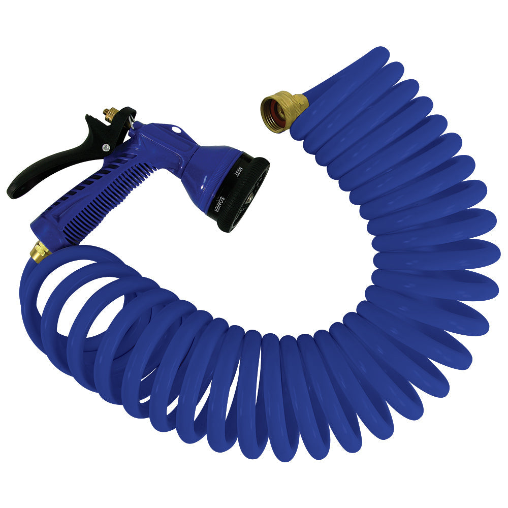 Whitecap 15 Blue Coiled Hose w/Adjustable Nozzle [P-0440B] - Premium Washdown / Pressure Pumps from Whitecap - Just $26.99! 