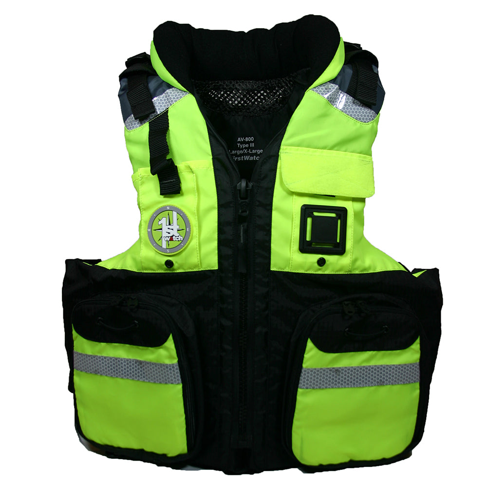 First Watch AV-800 Four Pocket Flotation Vest - Hi-Vis Yellow - XXL to3XL [AV-800-HV-2XL-3XL] - Premium Personal Flotation Devices from First Watch - Just $93.99! 