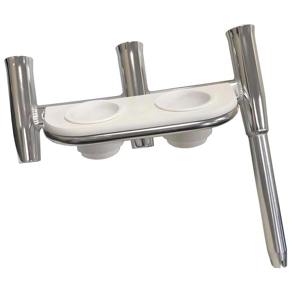 Tigress Offset Triple Rod Holder w/Cup Holders - Port Side - Polished Aluminum [88148] - Premium Rod Holders from Tigress - Just $322.99! 