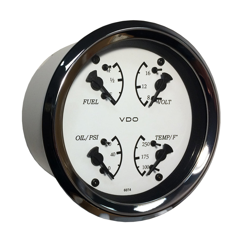 VDO Cockpit Marine 85mm (3-3/8") 4 in 1 Gauge - White Dial/Bezel [110-15800] - Premium Gauges from VDO - Just $81.99! 