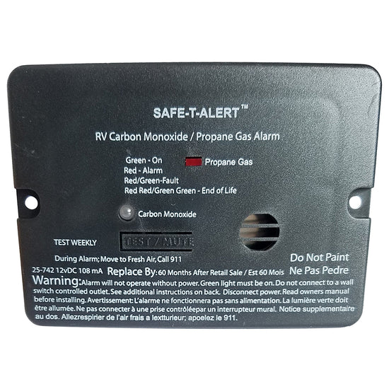 Safe-T-Alert Combo Carbon Monoxide Propane Alarm - Flush Mount - Mini - Black [25-742-BL] - Premium Fume Detectors from Safe-T-Alert - Just $73.99! 