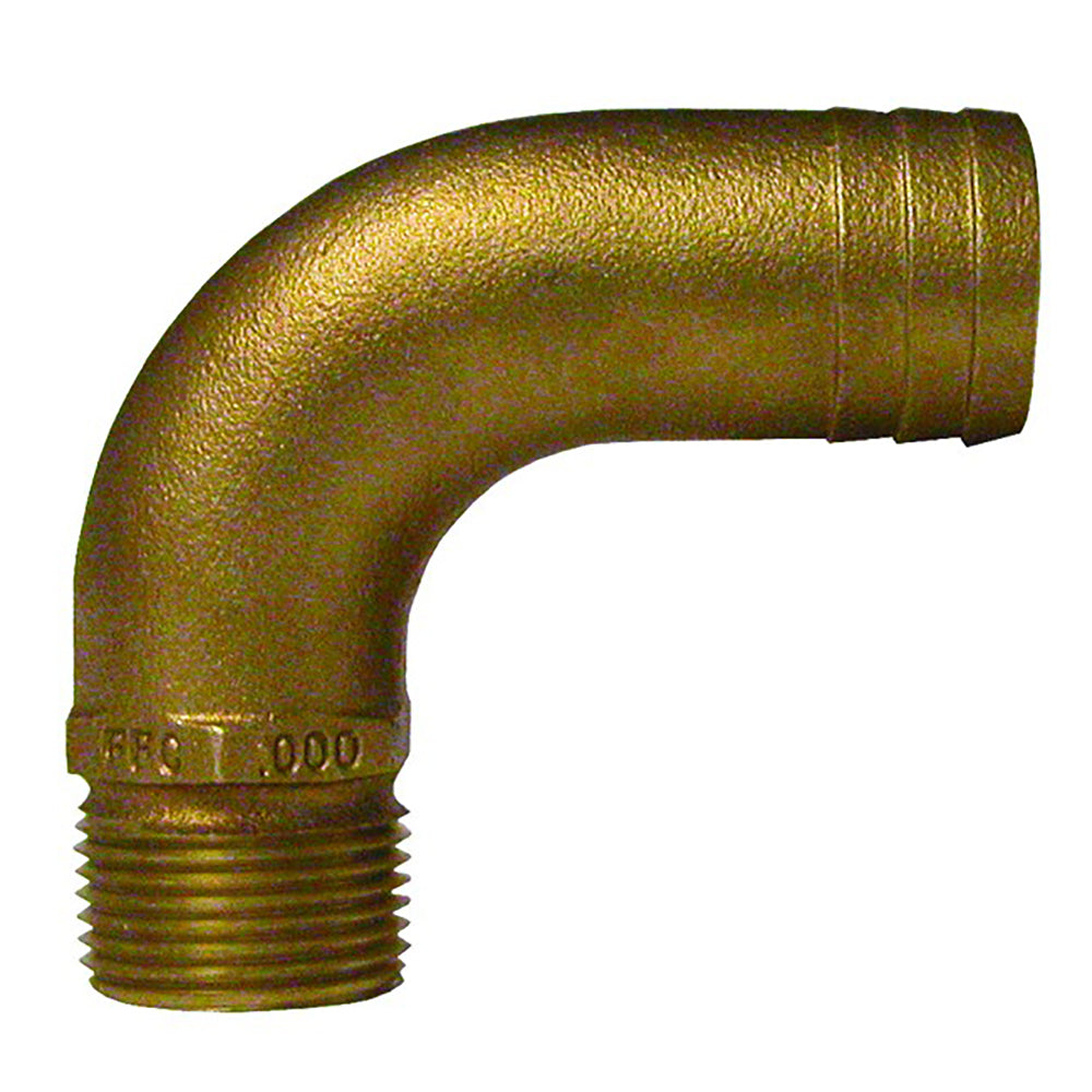 GROCO 1/2" NPT x 3/4" ID Bronze Full Flow 90 Elbow Pipe to Hose Fitting [FFC-500] - Premium Fittings from GROCO - Just $12.99! 