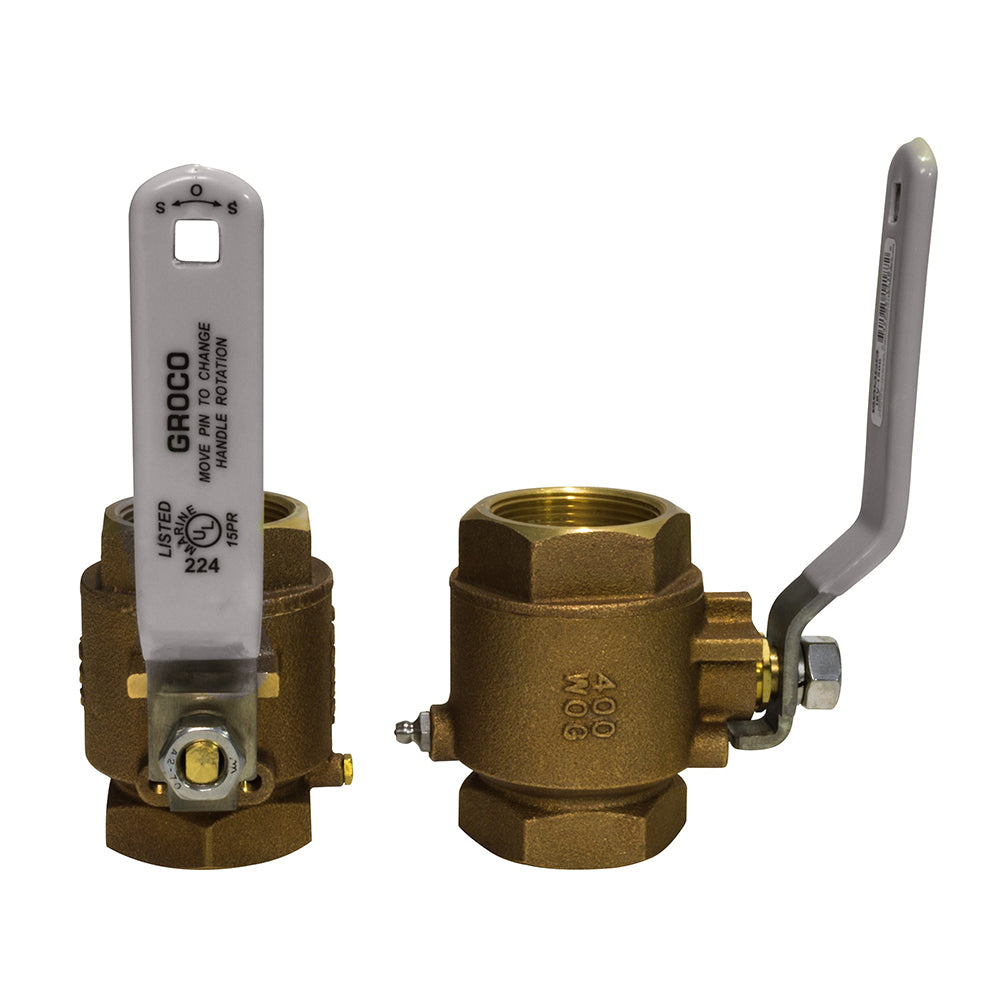 GROCO 3/8" NPT Bronze In-Line Ball Valve [IBV-375] - Premium Fittings from GROCO - Just $17.99! 