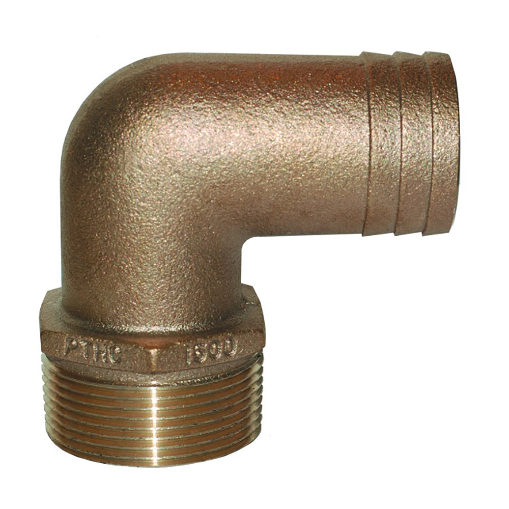 GROCO 1" NPT x 1" ID Bronze 90 Degree Pipe to Hose Fitting Standard Flow Elbow [PTHC-1000] - Premium Fittings from GROCO - Just $16.99! 