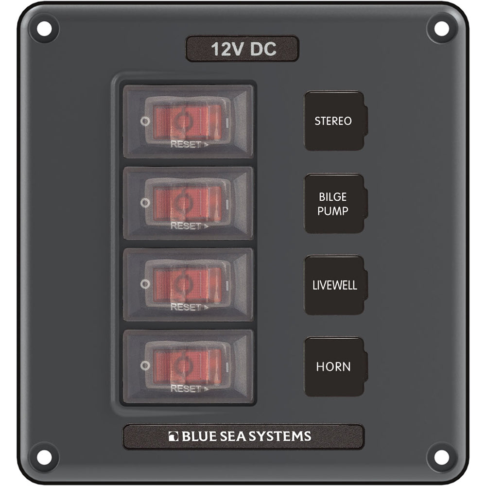 Blue Sea 4320 Circuit Breaker Switch Panel 4 Position - Gray [4320] - Premium Electrical Panels from Blue Sea Systems - Just $37.99! 