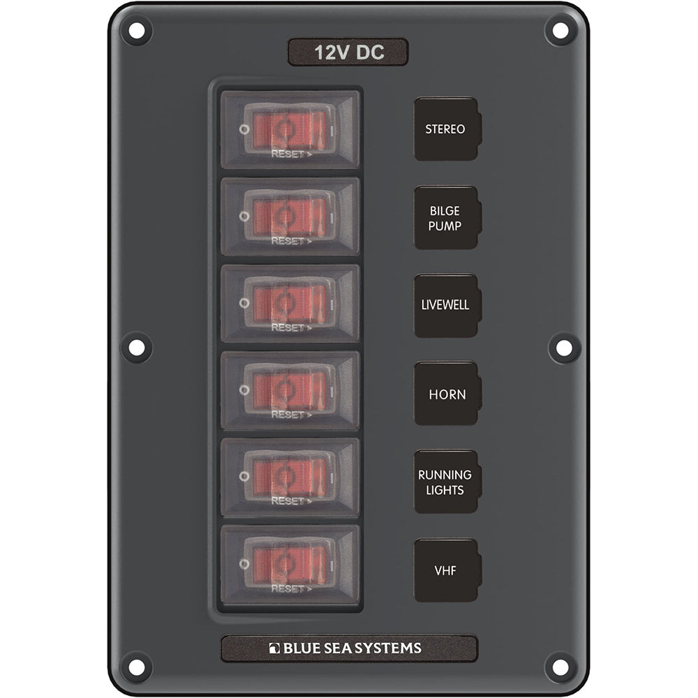 Blue Sea 4322 Circuit Breaker Switch Panel 6 Position - Gray [4322] - Premium Electrical Panels from Blue Sea Systems - Just $48.99! 