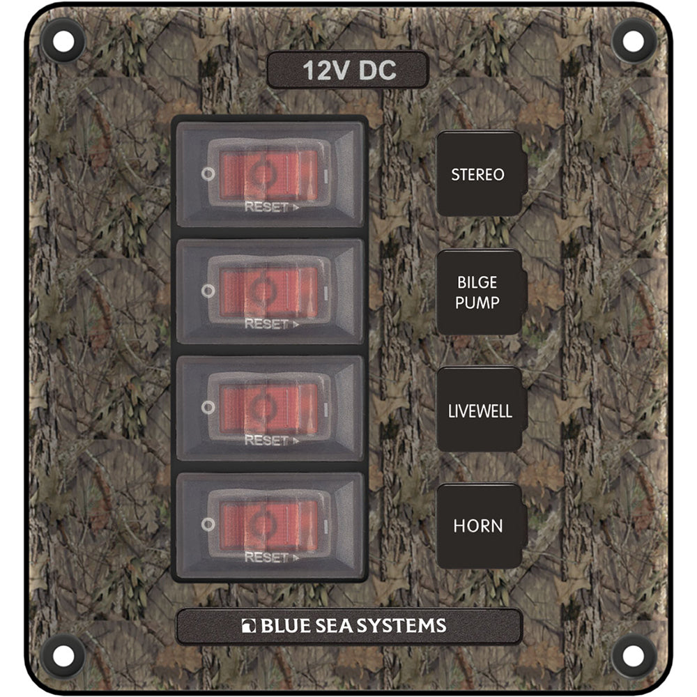 Blue Sea 4323 Circuit Breaker Switch Panel 4 Position - Camo [4323] - Premium Electrical Panels from Blue Sea Systems - Just $42.99! 