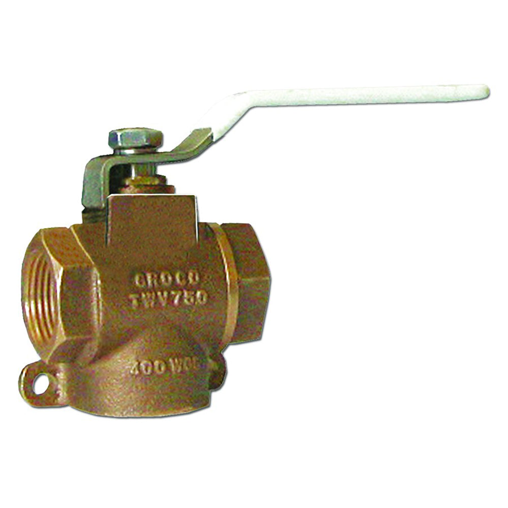 GROCO 1/2" NPT Bronze 3-Way Valve [TWV-500] - Premium Fittings from GROCO - Just $35.99! 