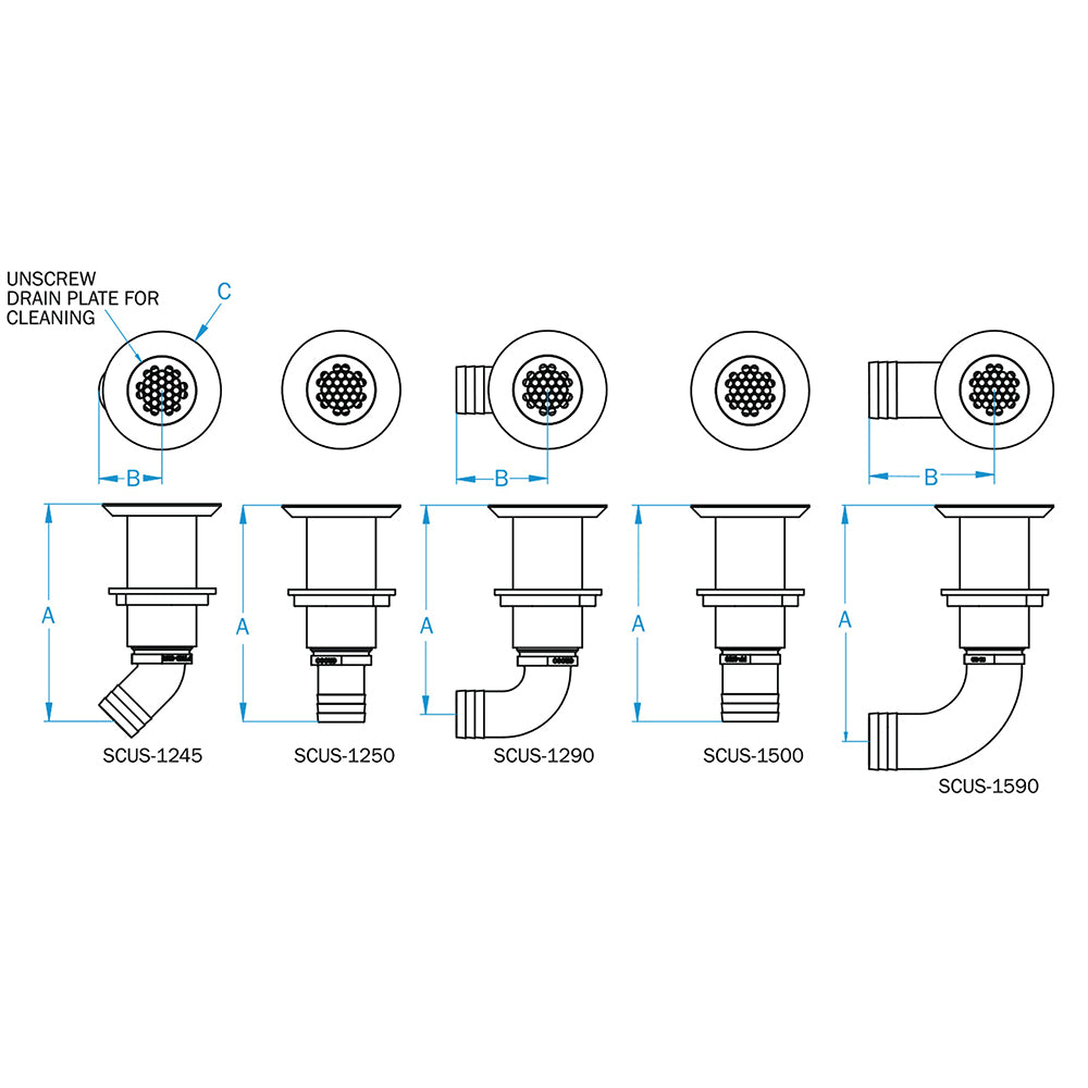 GROCO 1-1/4" Hose Barb Stainless 45 Degree Deck Drain [SCUS-1245] - Premium Fittings from GROCO - Just $102.99! 