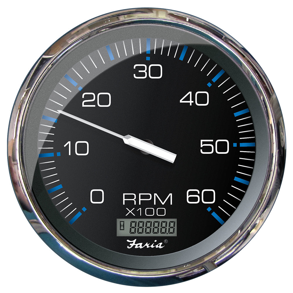 Faria Chesapeake Black 5" Tachometer w/Digital Hourmeter - 6000 RPM (Gas) (Inboard) [33763] - Premium Gauges from Faria Beede Instruments - Just $215.99! 