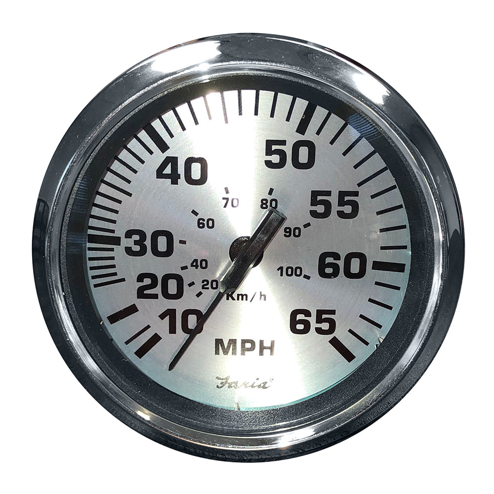 Faria Spun Silver 4" Speedometer - 65 MPH (Pitot) [36010] - Premium Gauges from Faria Beede Instruments - Just $61.99! 