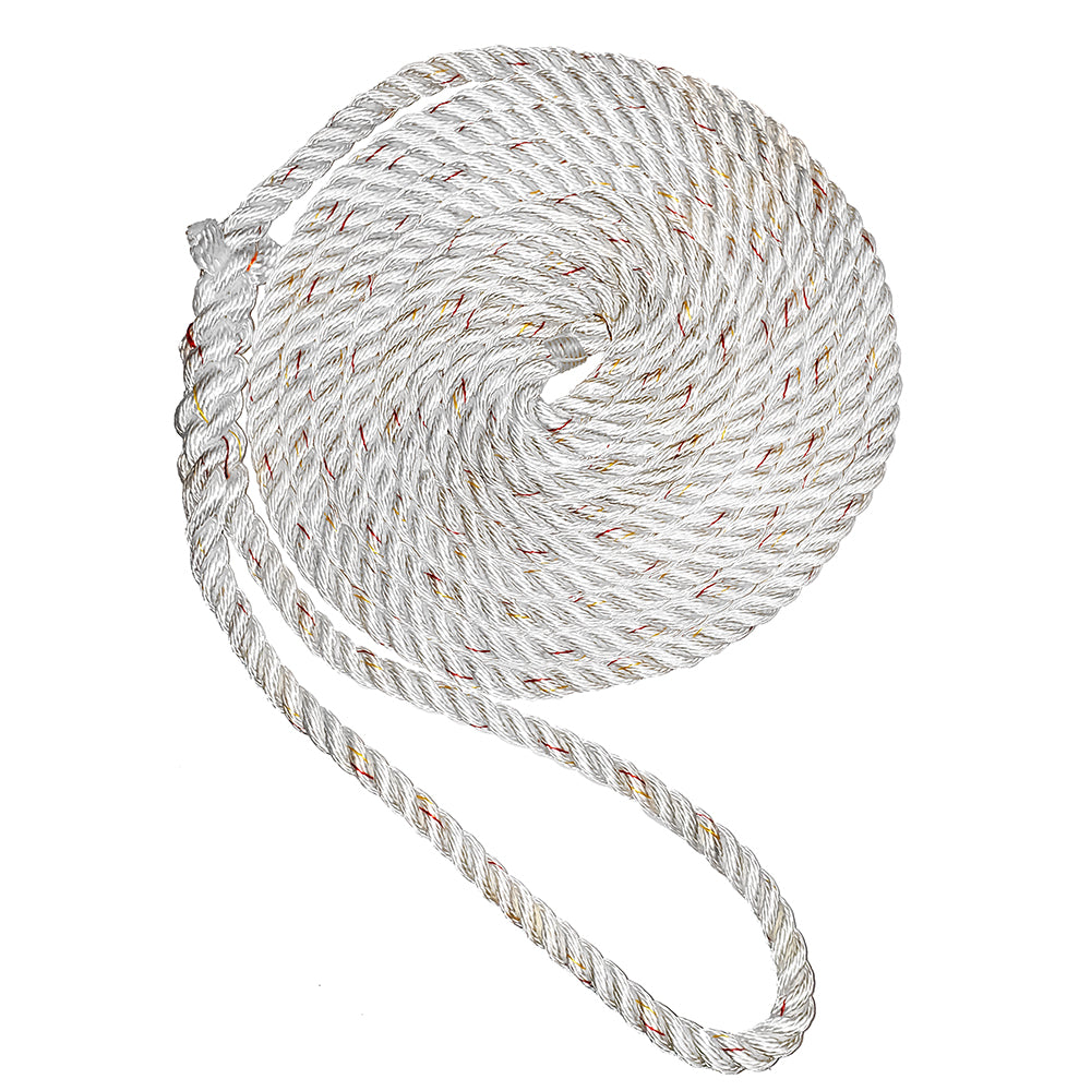 New England Ropes 3/8" Premium 3-Strand Dock Line - White w/Tracer - 15 [C6050-12-00015] - Premium Dock Line from New England Ropes - Just $20.99! 