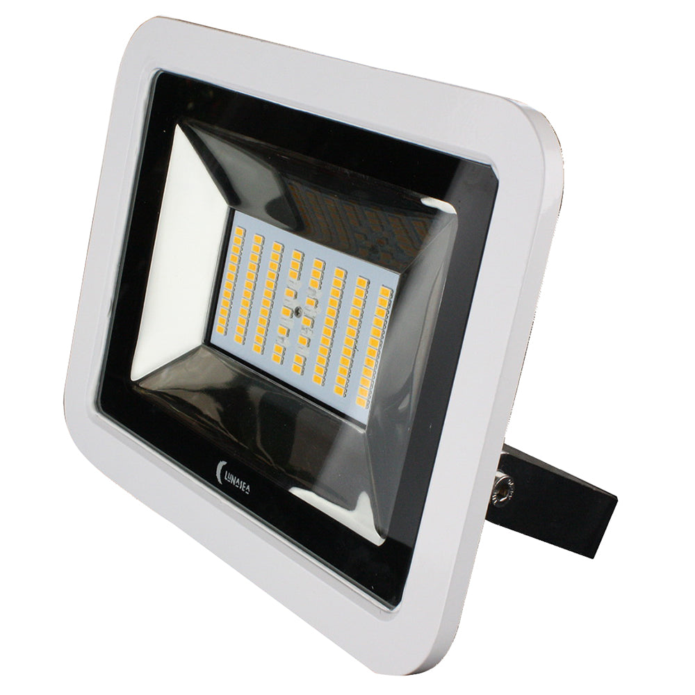 Lunasea 35W Slimline LED Floodlight, 12/24V, Cool White, 4800 Lumens, 3 Cord - White Housing [LLB-36MN-81-00] - Premium Flood/Spreader Lights from Lunasea Lighting - Just $230.99! 