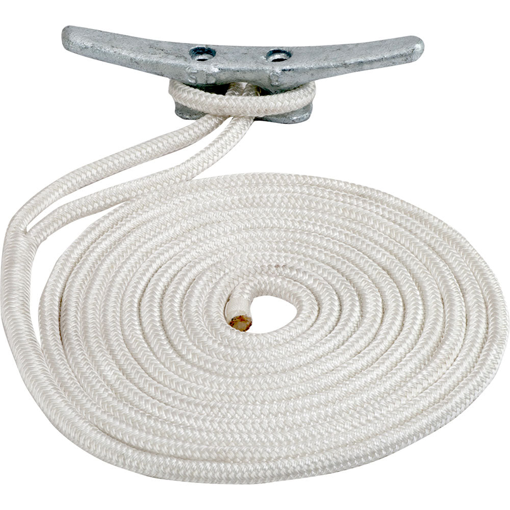 Sea-Dog Double Braided Nylon Dock Line - 3/8" x 10 - White [302110010WH-1] - Premium Dock Line from Sea-Dog - Just $6.99! 