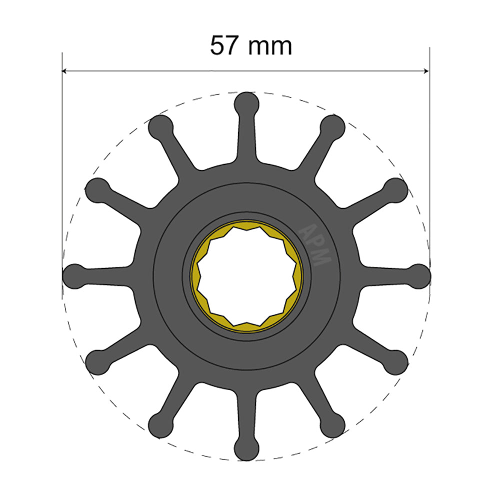 Albin Group Premium Impeller Kit 57 x 16 x 48.2mm - 12 Blade - Spline Insert [06-01-014] - Premium Impellers from Albin Group - Just $30.99! 